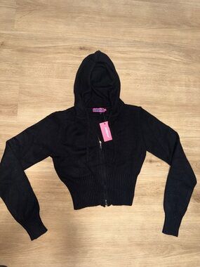 Edikted Desiree knitted Black Zip Hoodie